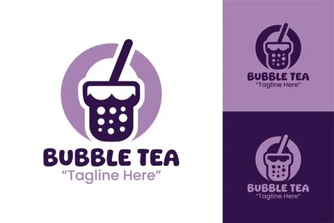 Bubble Tea Logo Modern Fresh Drink Identity Stock Illustration
