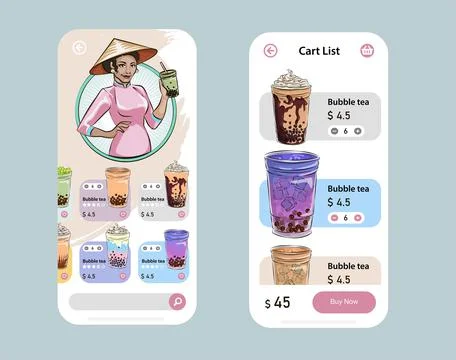Bubble tea menu Stock Illustration