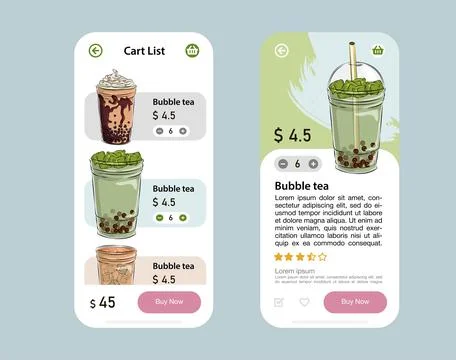 Bubble tea menu Stock Illustration