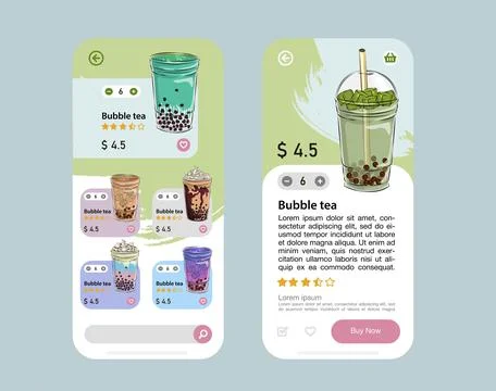 Bubble tea menu Stock Illustration