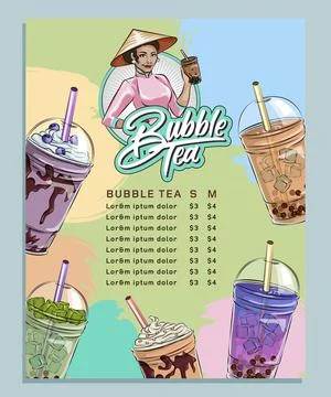 Bubble tea menu Stock Illustration
