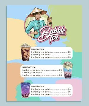 Bubble tea menu Stock Illustration