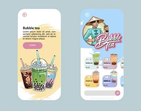 Bubble tea menu Stock Illustration