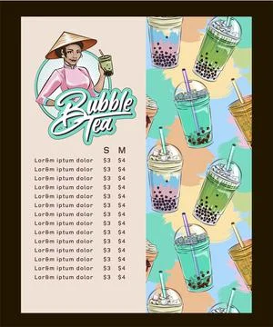 Bubble tea menu Stock Illustration