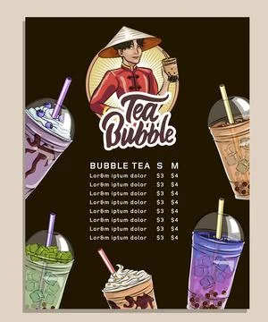 Bubble tea menu Stock Illustration