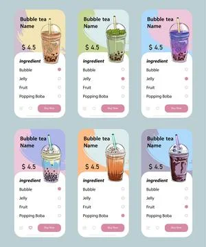 Bubble tea menu Stock Illustration