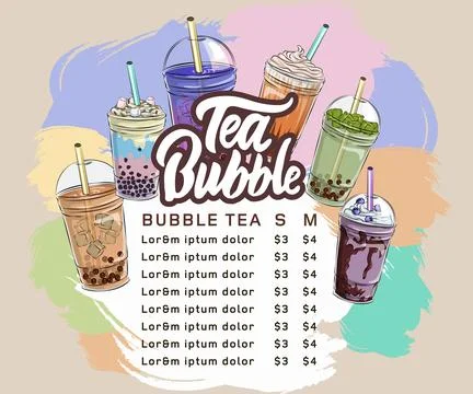 Bubble tea menu Stock Illustration