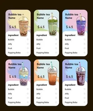 Bubble tea menu Stock Illustration