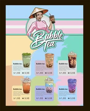Bubble tea menu Stock Illustration