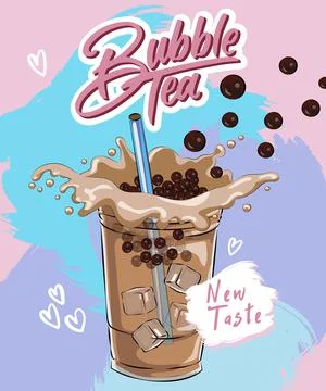 Bubble tea menu Stock Illustration