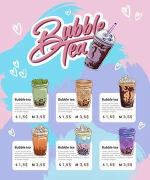 Bubble tea menu Stock Illustration