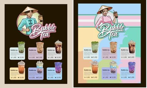 Bubble tea menu Stock Illustration
