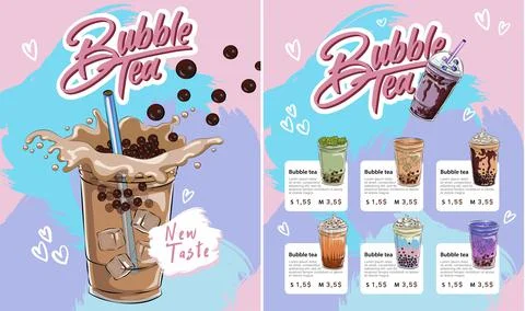 Bubble tea menu Stock Illustration