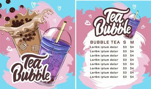 Bubble tea menu Stock Illustration