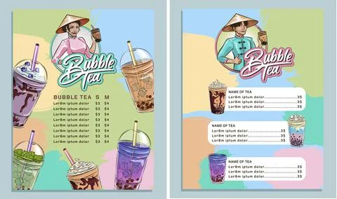 Bubble tea menu Illustrazione stock