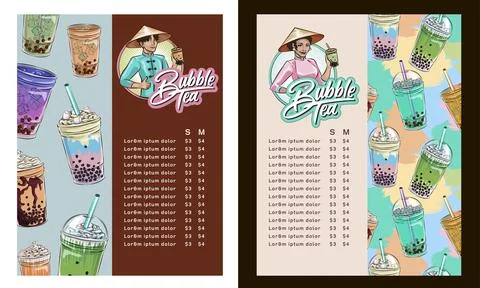 Bubble tea menu Stock Illustration