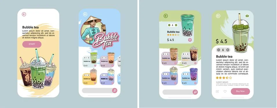 Bubble tea menu Stock Illustration