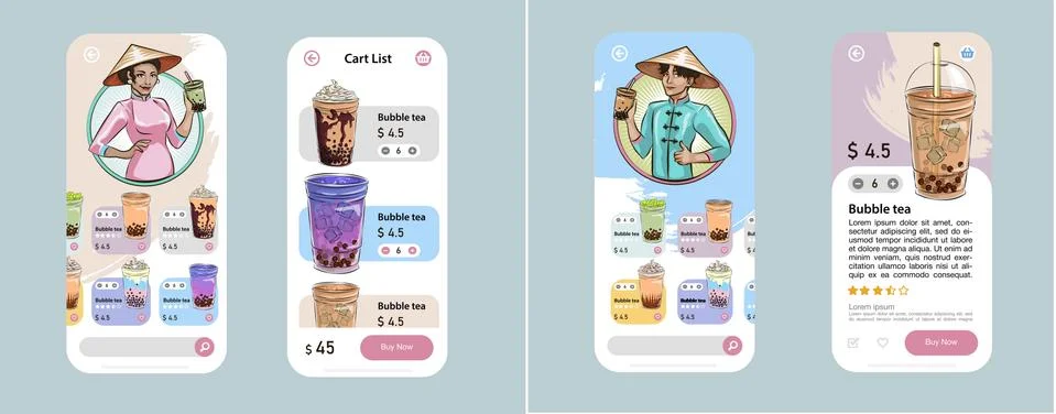 Bubble tea menu Stock Illustration