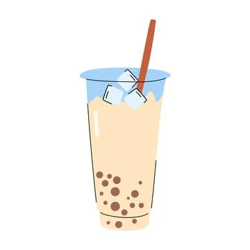 Bubble tea with milk and tapioca pearls illustration Stock Illustration