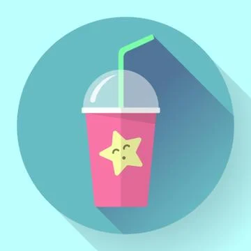 Bubble Tea or Milk Cocktail. Glass of drink with tubule. Stock Illustration