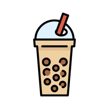 Bubble tea or Pearl milk tea filled icon Stock Illustration