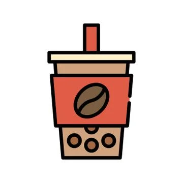 Bubble tea or Pearl milk tea filled icon Stock Illustration