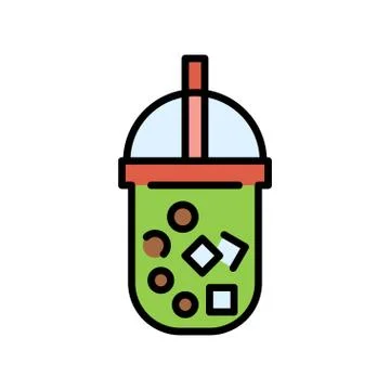 Bubble tea or Pearl milk tea filled icon Stock Illustration