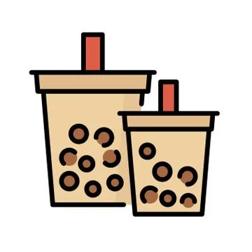 Bubble tea or Pearl milk tea filled icon Stock Illustration