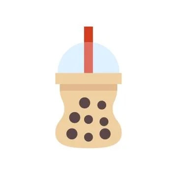 Bubble tea or Pearl milk tea flat icon Stock Illustration