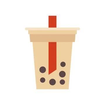 Bubble tea or Pearl milk tea flat icon Stock Illustration