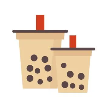 Bubble tea or Pearl milk tea flat icon Stock Illustration