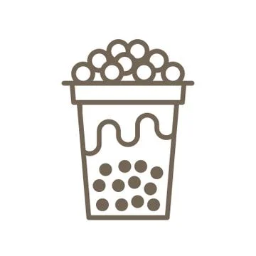 Bubble tea or Pearl milk tea line icon Stock Illustration