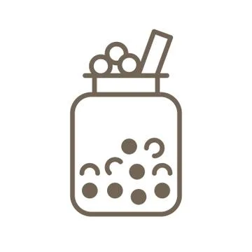 Bubble tea or Pearl milk tea line icon Stock Illustration