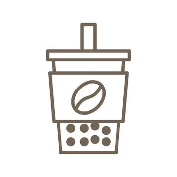Bubble tea or Pearl milk tea line icon Stock Illustration