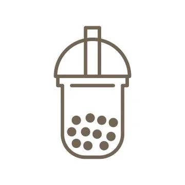Bubble tea or Pearl milk tea line icon Stock Illustration