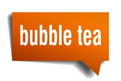 Bubble tea orange 3d speech bubble Stock Illustration