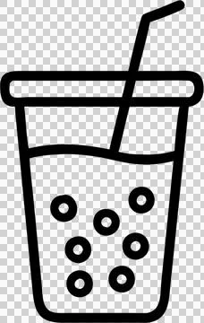 Bubble tea in outline icon style, food and drinks theme. Stock Illustration