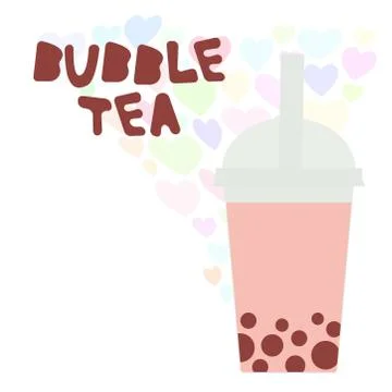 Bubble Tea with pink raspberry strawberry watermelon berries. Milk Cocktails  Illustrazione stock