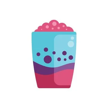Bubble tea in a plastic cup with pink tapioca pearls overflowing Stock Illustration