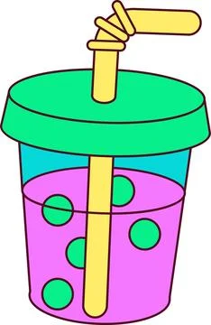 Bubble tea plastic cup sweet drink vector isolated element Stock Illustration