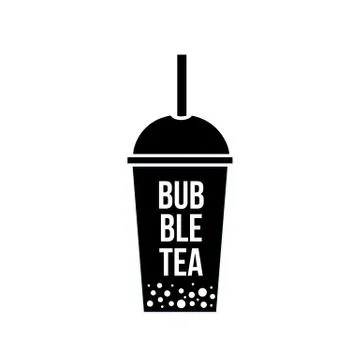 Bubble Tea in plastic glass flat vector icon isolated on white background. Ea Stock Illustration