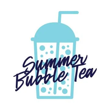 Bubble Tea in plastic glass flat vector icon isolated on white background. Su Stock Illustration