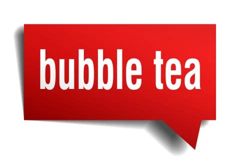 Bubble tea red 3d speech bubble Stock Illustration