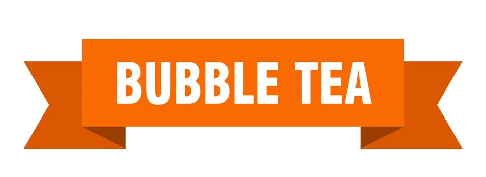 Bubble tea ribbon. bubble tea paper band banner sign Stock Illustration
