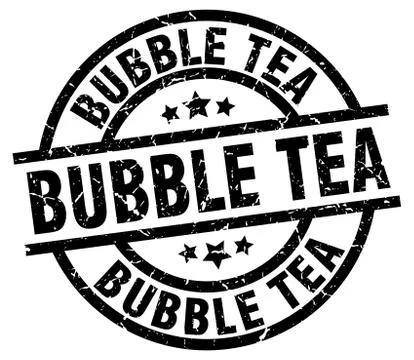 Bubble tea round grunge black stamp Stock Illustration