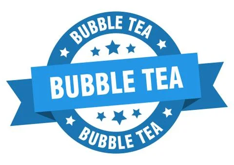 Bubble tea round ribbon isolated label. bubble tea sign Stock Illustration