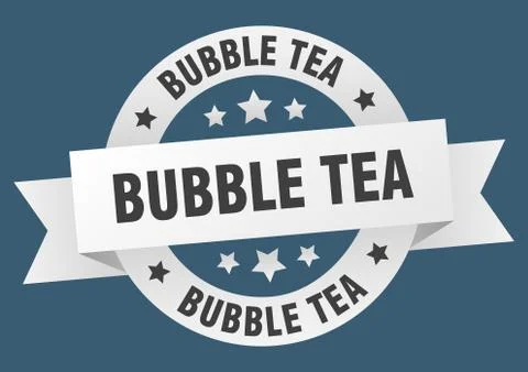 Bubble tea round ribbon isolated label. bubble tea sign Stock Illustration