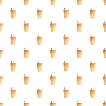 Bubble tea seamless pattern with boba pearls Stock Illustration