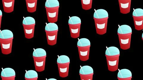 Bubble tea seamless pattern - hand drawn sweet drinks with different boba bub Stock Illustration