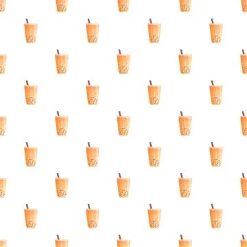 Bubble tea seamless pattern refreshing delicious beverage Stockillustratie